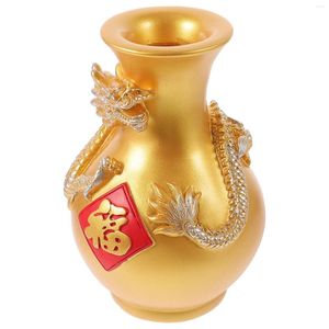 Vasi Drago Cinese Vaso Orientale Scultoreo Fengshui Arte Asiatica Fiore Fu Carattere Floreale Desktop Ornamento 2024 R