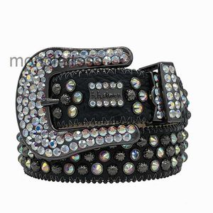 مصمم حزام BB Simon Men Women Rhinestone Western Cowgirl Cowboy Vintage Bling Crystal Diamond Belted Leather Belt