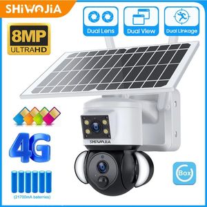 4G SIM Solar Camera med 6W Panel Security Cameras Humam Tracking Night Vision Battery Surveillance