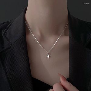 Pendant Necklaces Fashion Silver Color Cross Star Drop Necklace For Women Minimalist Asymmetric Four Pointed Clavicle Chain Jewelry