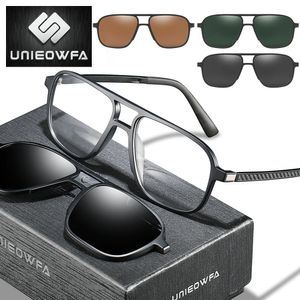 Myopia Optical Magnet Clip Glasses Frame Men Clear Prescription Eyeglasses Male UV400 Polarized On Sunglasses 240119