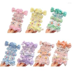 Hårtillbehör Little Girls Hairpin Bulk Lovely Flower Bows Side Clip for Children 10st Korean Style Kids Sweet Bowknot K1kc