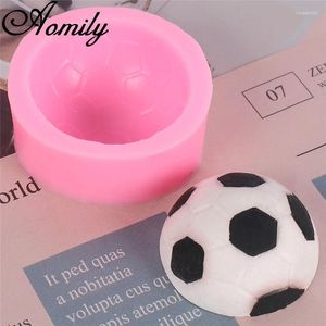 Baking Moulds Aomily Football Cake Silicone Molds Soccer Party Fondant Chocolate Candy Mold Resin Clay Mould Ice Block Soap