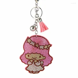 Keychains Wholesale Silver Golden Plated Rhinestone Charms Lucky Girl Doll Keychain Fashion For Car Key Ring Accessories