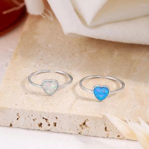 Cluster-Ringe Karachis Internet Celebrity S925 Sterling Silber Aobao Liebesring für weibliche Nische Vielseitiger minimalistischer herzförmiger Opal