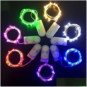 Stringhe LED String Light 1M 2M Lampade decorative Piccole luci a batteria in filo di rame Sier per Natale Festa di Halloween Drop Consegna Dhh7W