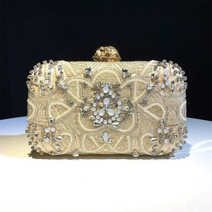 Hengmei nuova borsa da pranzo con perline fatta a mano abito squisito borsa da sposa 240203