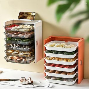 Kitchen Storage Preparation Plate Organizer 6-Layer Cooking Dishes Tray Multi-Functional Wall Mount Racks And