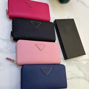 card slots Designer wallet coin purses cards holder New purse key pouch Women men Triangle Leather zipper luxury lady Saffiano business card wallets