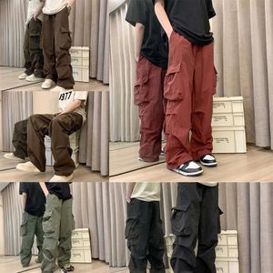 Uomo Casual Cargo Streetwear Tasca grande Pantaloni larghi lavati Haruku Hip Hop Pantaloni larghi da donna Pantaloni larghi 925 713