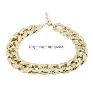 Dog Car Seat Covers Ers Fashion Pet Necklace Collars Thick Gold Chain Plated Plastic Identified Safety Collar Puppy Dogs Supplies Dr Dh0Fp