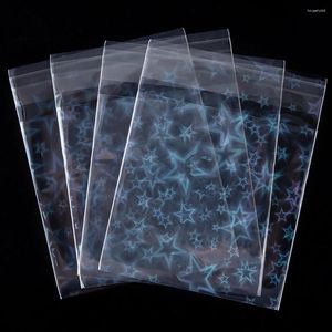 Jewelry Pouches 20/50pcs Clear Star Pattern Self-adhesive Bag Holographic Laser Plastic For DIY Badge Bags Cards Sleeves