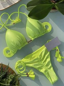 Damskie stroje kąpielowe ruotongsept seksowne stałe stroje kąpielowe bikini 2024 Trójkątne kobiety pchaj bikini set stringi kostiumy kąpielowe kantar