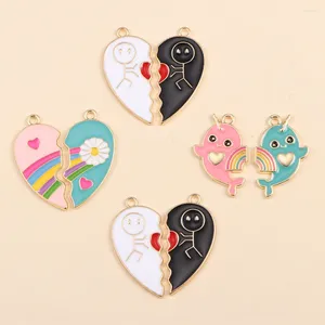 Charms Fashion Friends Love Heart Lovers Couple Pendant Necklace 2Pairs/Set Chain Choke Broken Good Friendship Jewelry Gift