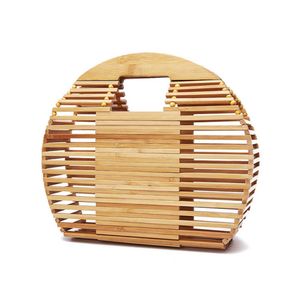 New Handheld Oval Bamboo Weaving Bag Fashion Show Weaving Bag Craft Gift Makeup Bag Beach Vacation Beach Bag