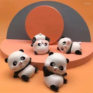 Estatuetas decorativas mini panda boneca ornamentos de mesa pandas em miniatura para decoração de bolo resina decoração de casa acessórios criativos de carro