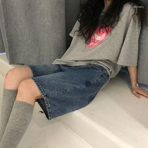 Koszulki damskie Y2K Summer Women Vintage Streetwear Denim Shorts Cargo Krótkie spodnie HARAJUKU Ubranie wysokiej talii Kolan Kopanie szerokie nogi workowate