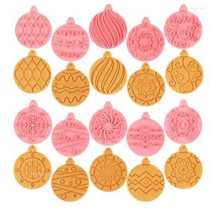 Baking Moulds 10Pcs Round Christmas Balls Biscuit Mold Year Party Cake Decorating Tools Fondant Cookie Embosser Xmas Gifts Set