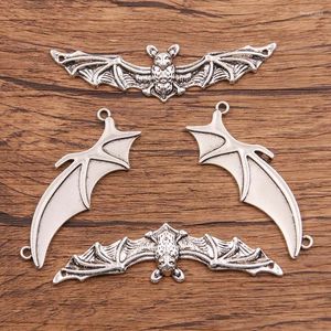 Charms 6PCS 2 Styles Wholesale Mixed Alloy Antique Bat Halloween For Jewelry Making DIY Handmade Animal Connector