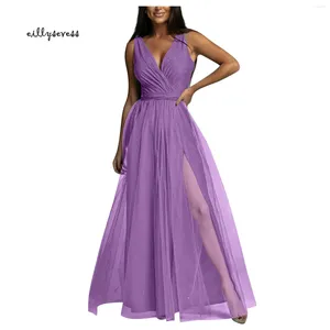 Casual Dresses Elegant Ladies Long Dress Sexy V Neck Sheer Solid Knee Length Clothing Quinceanera Woman's Evening