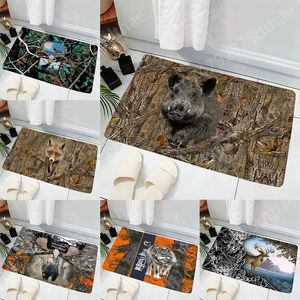 Carpets Animal Hunting Boar 3D Printed Doormat Rug Carpet Mat Footpad Non-slip Entrance Kitchen Bedroom Balcony Toilet For Living Room