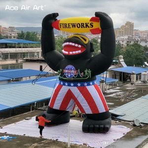 Üfleyici şişirilebilir havai fişek ile toptan 10mh (33ft) Roket King Kong Fire Arrow Free Logo Dev Pop-Up Goril Firework Modeli Promosyon için