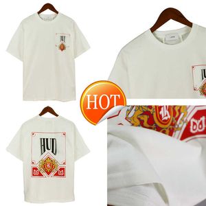 T-shirt girocollo ampia stampata con carte da poker unisex estive da strada americana a maniche corte hip-hop alla moda