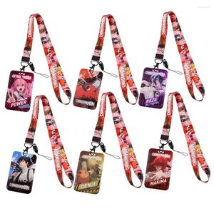 Keychains Chainsaw Man Business Badge Card Necklace Lanyard Keychain ID Holder Gym Neck Rem Anime Friends Söta presenter