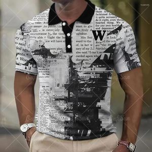 قميص بولو عتيق للرجال 3D طباعة الرجال عالي الجودة ملابس ملابس فضفاضة كبيرة الحجم والبلوزة اليومية الأكمام القصير القصير