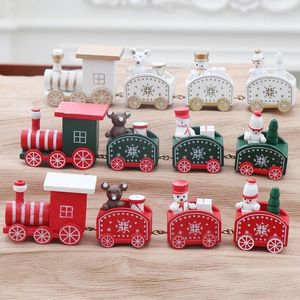 Рождественские украшения Happy Year 2024, деревянный поезд, орнамент, веселое украшение для домашнего стола, рождественские подарки Noel Natal Navidad