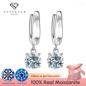 Dangle Earrings Stylever Luxury 1CT Moissanite Diamond Hoop For Women 925 Sterling Silver Plated 18k White Gold Wedding Fine Jewelry