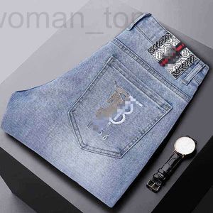 Men's Jeans Designer Small Foot Slim Fit Cotton Elastic Embroidery Autumn and Winter New Quality Feet Long Pants Fashion J9SR