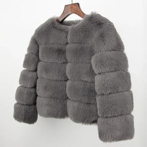 Casaco de pele sintética jaqueta de inverno feminino elegante grosso marca de luxo quente outerwear rua wear falso raposa pele de coelho moda 240125