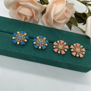 Luxury Snowflake Earrings Designer Jewlery For Women Fashion Pearl Dandelion Stud Brand Crystal Star Earrings Gold Hoops Studs Eardrop Ladies Wedding Gifts -3