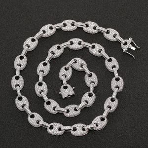 Lodowe CZ dmuchane mariner link choker beads łańcuch Naszyjnik złoty srebrny wielokolorowy Cubic Cyrronia 16-24 cala219l