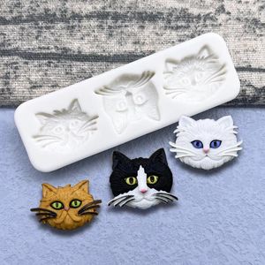 Moldes de cozimento Cat Silicone Sugarcraft Mold Resin Tools Biscoito Cupcake Chocolate Fondant Decoração de Bolo