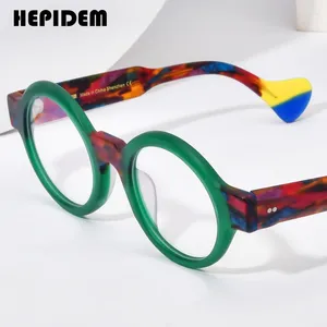 Solglasögon ramar hepidem matt acetatglasögon ram män brett ben multicolor big runda glasögon kvinnor recept optisk myopia glasögon glasögon
