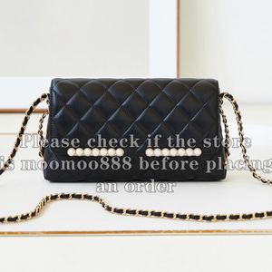 12A All-New Mirror Quality Designer Small Wallet On Chain Bag 25cm Luxurys Womens Handbags Black Quilted Purse Pearl Bag Crossbody Shoulder Gold Chain Strap Bags