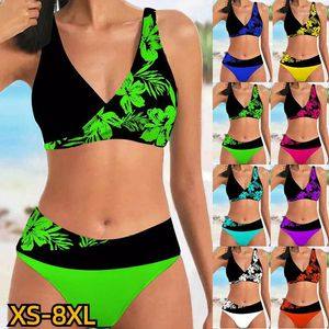 Kvinnors badkläder 2024 Tvådel bikini Set Swim Suit Printing Female Summer Bath Swimsuit Women Sexy XS-8XL