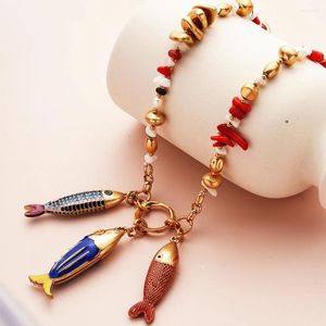 Choker Marine Fish Modna warstwa Naszyjka Dziewczyny Kobiety panie boho różowy wisiorek miłość biżuteria geometryczna syrena akcesoria