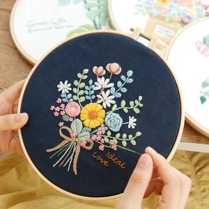 Arts And Crafts 20cm Embroidery Diy Handmade Self-embroidered Flowers Making Beginner Material Bag Gift Ribbon Nordic Fresh Kit