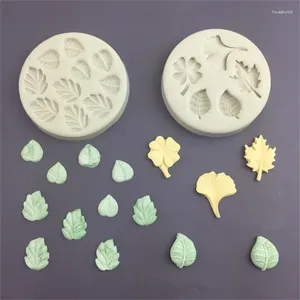 Moldes de cozimento 10 Cavidade Ginkgo Folhas Maple Clover Leaf Silicone Sugarcraft Mold Resina Ferramentas Cupcake Fondant Decoração de Bolo