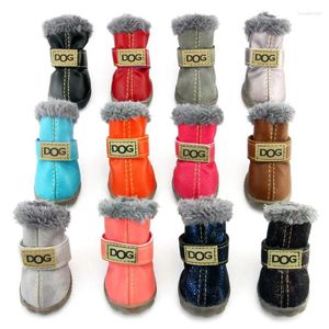 Vestuário para cães inverno sapatos para animais de estimação botas de neve quentes à prova d'água pele 4 tamanhos pequenos cães algodão antiderrapante xs para chihuahua pug produto petasia