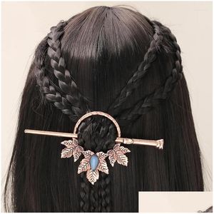 Hair Clips & Barrettes Hair Clips Vintage Moonstone Sticks For Women Gothic Retro Maple Crow Skl Antler Chopsticks Hairpins Accessori Ot8Qp