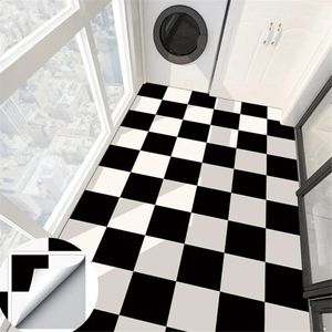 30x30cmx4pcs Black White PVC Floor Sticker For Kitchen Bathroom Decoration Wallpaper Waterproof DIY Wall Ground Decal Home Decor 240123