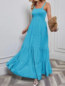 Casual klänningar Elegant sommarlång för kvinnor damer semesterfest strand strand maxi klänning ärmlös rygglös sexig boho vestidos