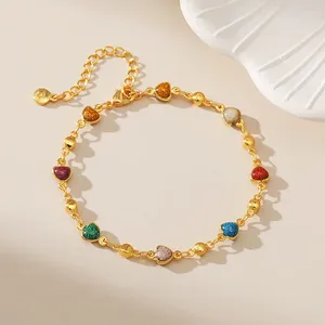 Länkarmband geometrisk form flerfärgad emalj koppar pläterad guldarmband för kvinnor glitter mode smycken b018