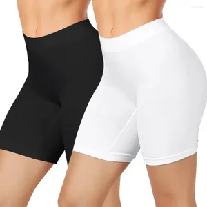 Kvinnors trosor 2 PCS Kvinnors säkerhetshorts Hög elasticitet fast färg spets mjuk midja snabb torr mini kjol yoga underbyxor