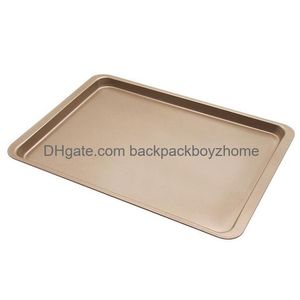 Baking Dishes & Pans 37X25.5Cm/14.5X10Inch Heavy Carbon Steel Cookie Biscuit Baking Pan Sheet Rectangar Non-Stick Bread Cake Oven Tray Dhiae