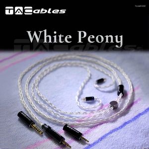 Tacable White Peony Modular Cable 3 To 1 Litz Silver Plated OCC Cable. 0.78 MMCX.multi Function Plugs 3.5 2.5 4.4